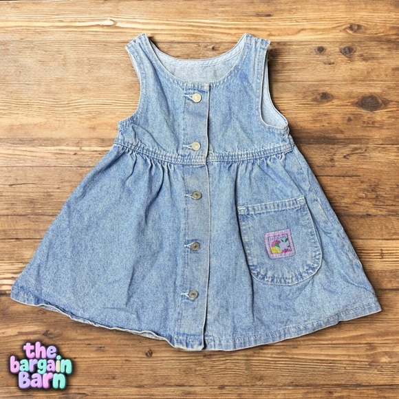 Lee Other - Lee Jeans Vintage USA Made Girls Infant Pocket Denim Jean Button Dress (12/18M)
